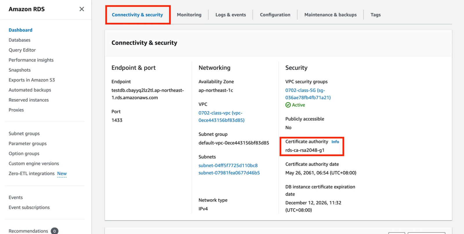 更新完畢後,可至console介面中的 Connectivity & security 標籤,檢查是否有更新至最新版本