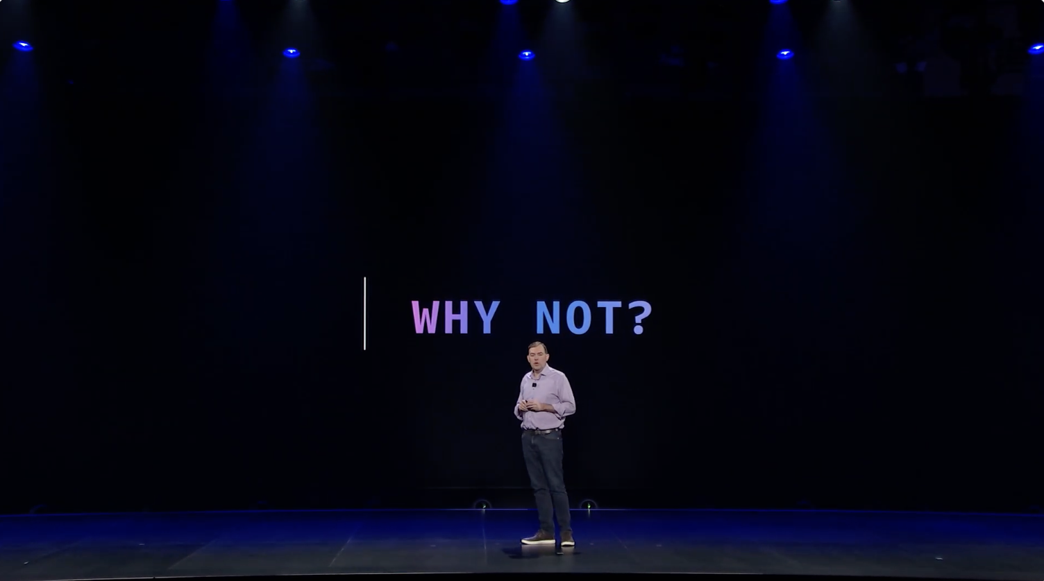 今年 Keynote 的開場影片與投影片皆圍繞一個核心主軸：「Why Not？」