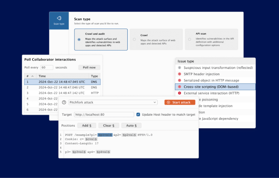Burp Suite 是由 PortSwigger 推出的 Web 應用程式安全測試平台，其付費版本（Burp Suite Professional 與 Enterprise Edition）專為專業資安測試人員與企業級應用環境設計，結合自動化掃描與高彈性的手動測試工具，協助組織在實際攻擊情境中，深入挖掘 Web 與 API 的安全風險。 