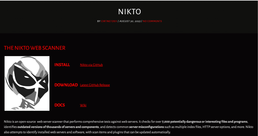 弱點掃描免費工具-Nikto